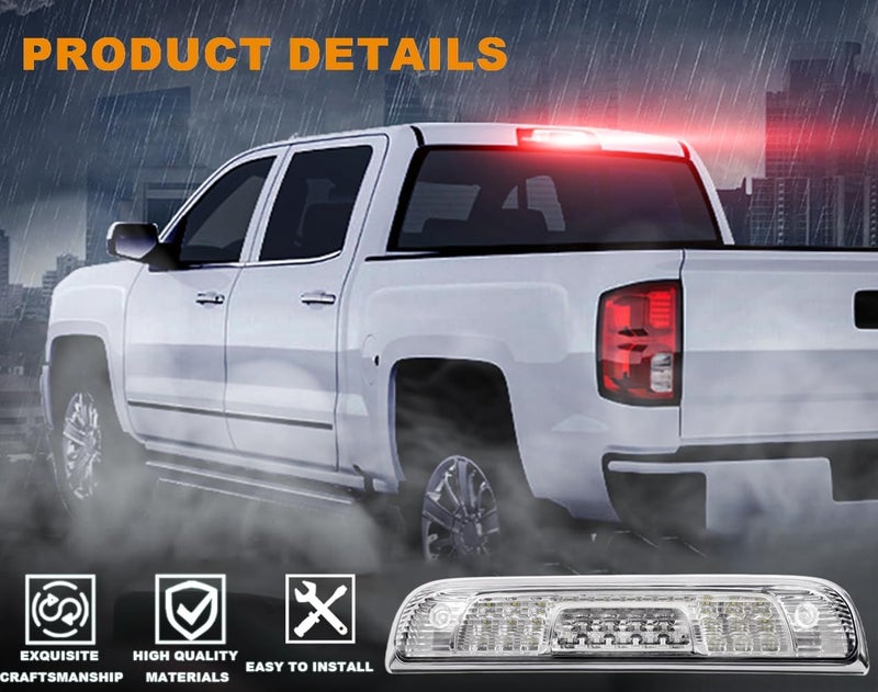 GPLUS Rear LED Third Brake Light Compatible With Chevy Silverado/GMC Sierra1500/2500HD/3500 2014-2018,3RD Cargo Led Tail Lamps Clear lens Chrome Housing - Image 4